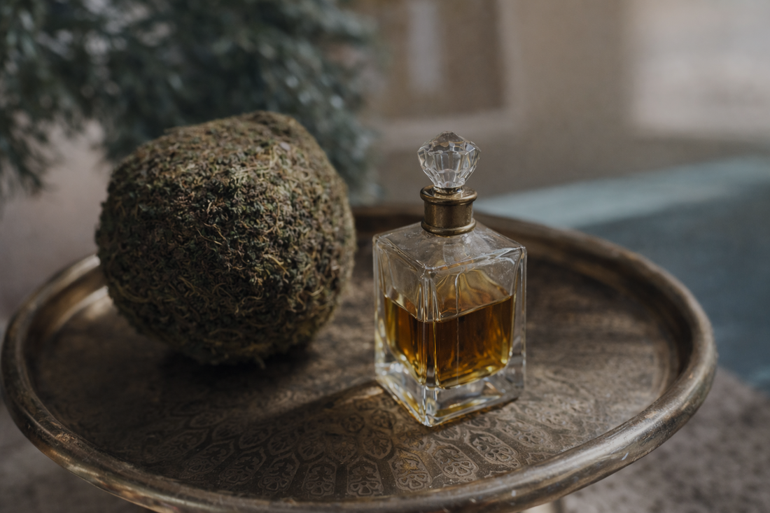 Old Perfume bottle stored in sun 